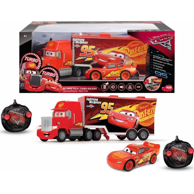 RC Cars 3 Turbo Mack Truck 46 cm, 3kan + Blesk McQueen 1:24, 2kan D 3088002 Dickie