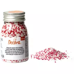 Cukrové zdobení mini perličky 1,5mm bílo červené 100g - Decora