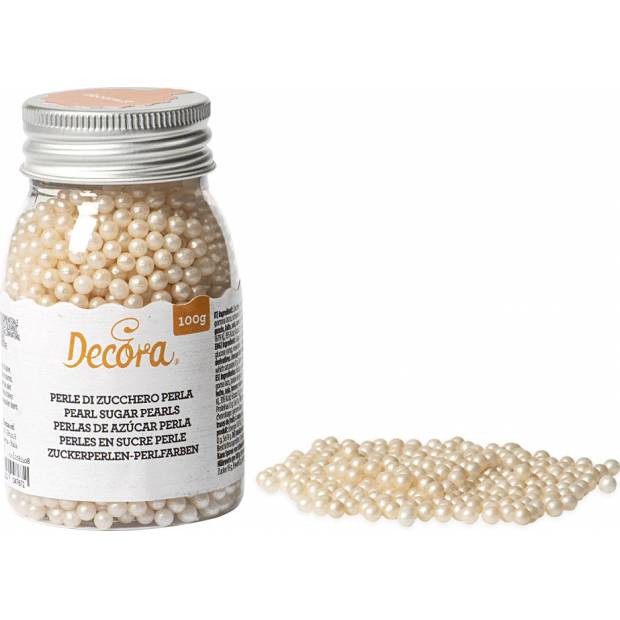 Cukrové zdobení perličky perleťové 4mm 100g - Decora