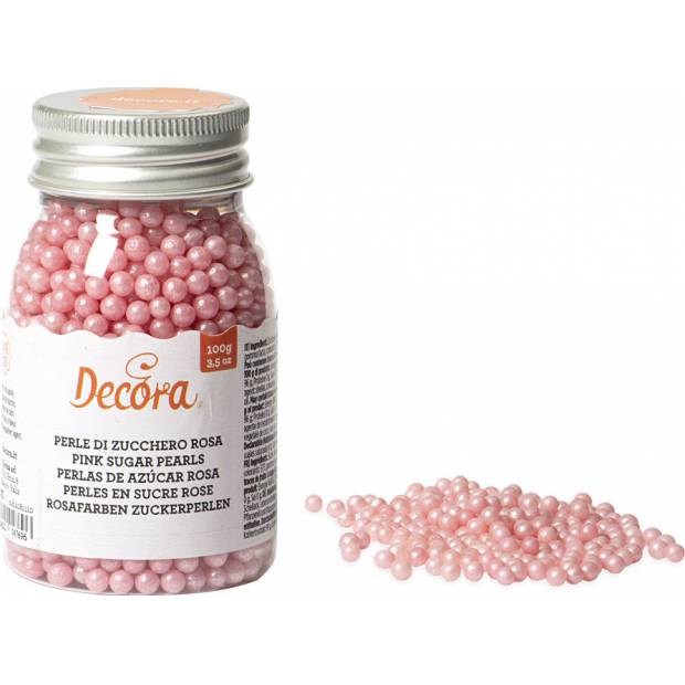 Cukrové zdobení perličky 4mm růžové 100g - Decora