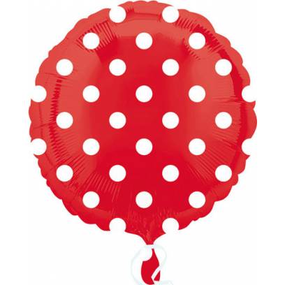 Fóliový balónek 43cm červený s puntíky - Amscan
