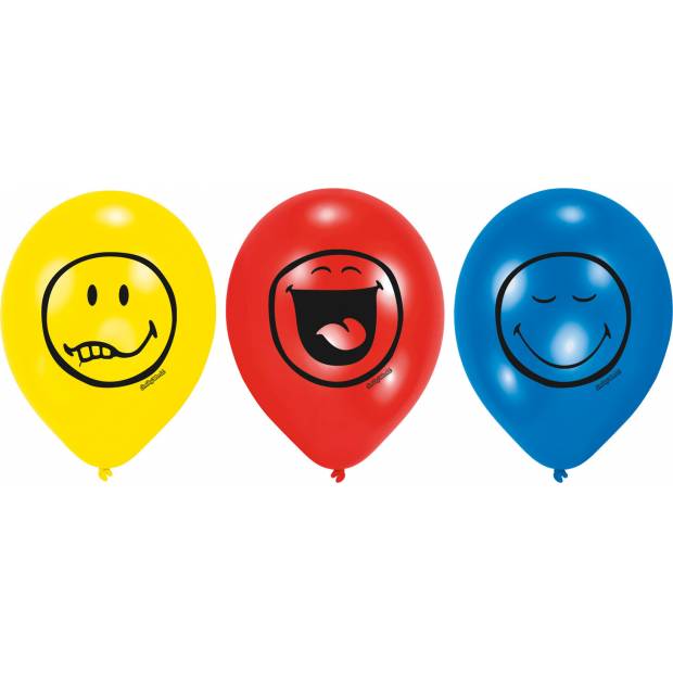 Nafukovací balónky barevné smajlíci 6ks 22,8cm - Amscan