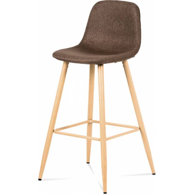 Barová židle, hnědá látka, kov dekor buk CTB-111 BR2 Art