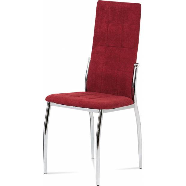 Jídelní židle, červená látka, kov chrom DCL-213 RED2 Art