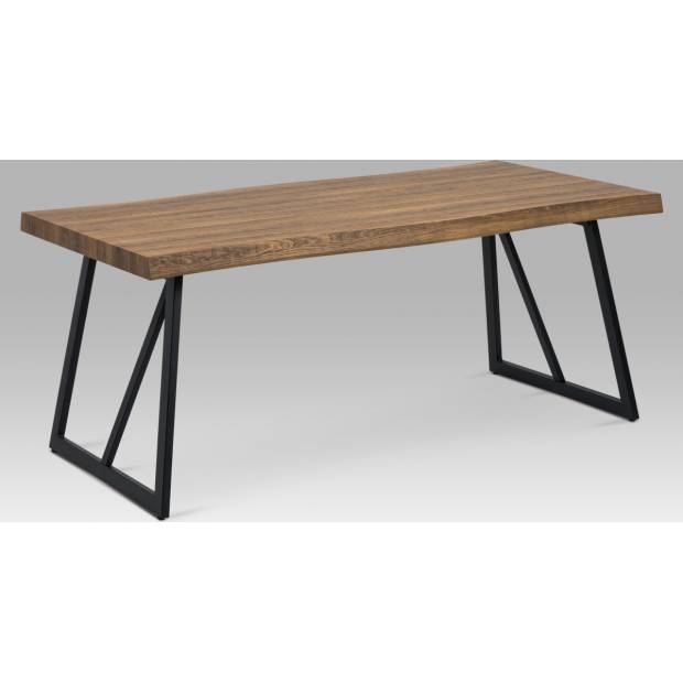 Jídelní stůl 180x90 cm, MDF dekor tmavý dub, kov černý mat HT-220 OAK3 Art