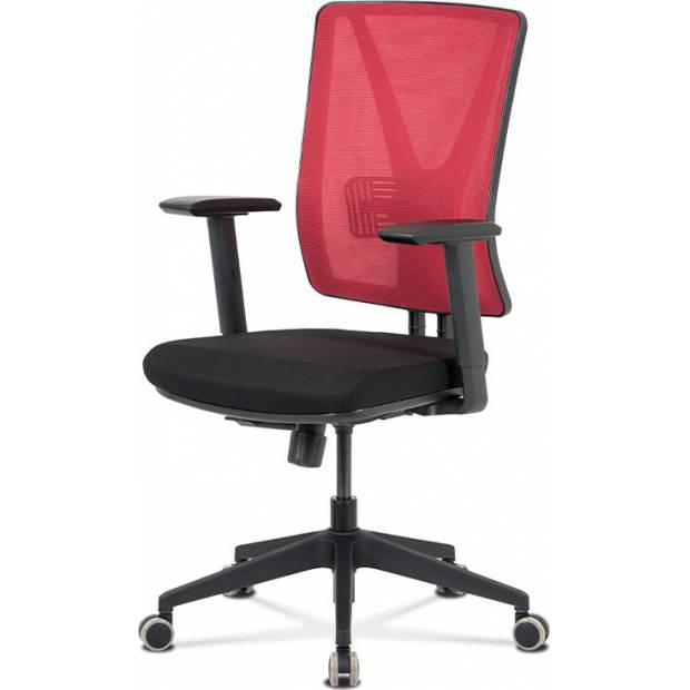 Kancelářská židle, červená síťovina+černá látka, synchronní mech, plast kříž KA-M01 RED Art