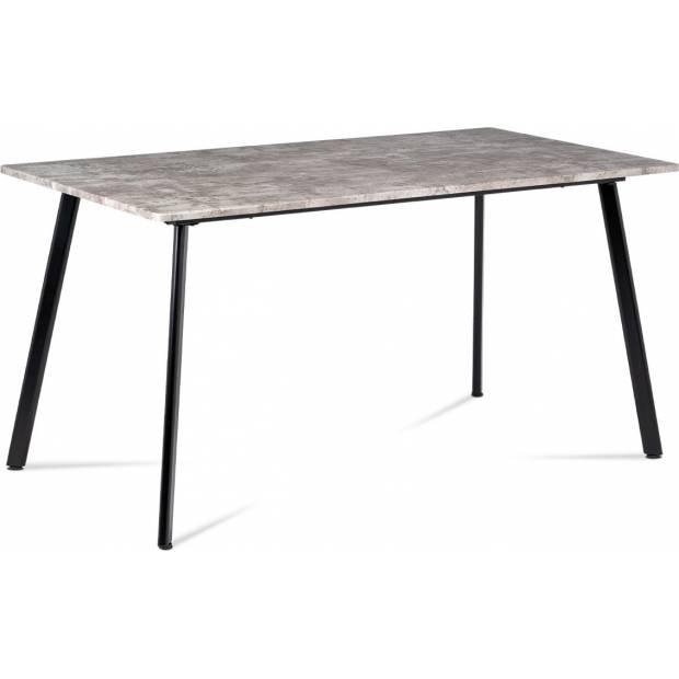 Jídelní stůl 150x80x76 cm, MDF dekor beton, kovová čtyřnohá podnož, černý matný lak MDT-2100 BET Art