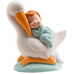 Figurka na dort chlapeček s čápem - Dekora