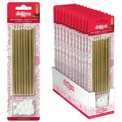 Zlaté dortové svíčky se zápichem 13cm 16ks - Dekora