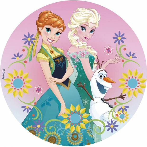 Jedlý papír na dort Ledové království Elsa, Anna a Olaf - Dekora