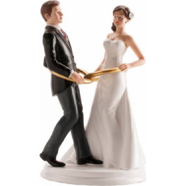 Svatební figurka na dort 20cm připoutaní k sobě - Dekora