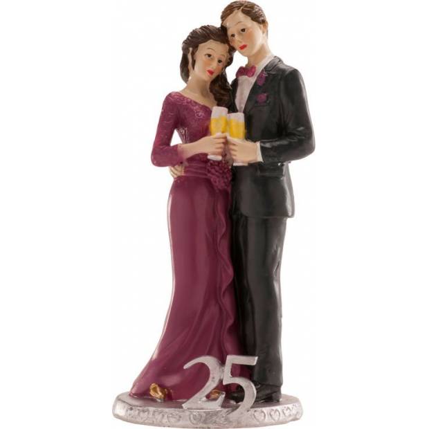 Svatební figurka na dort 25let spolu stříbrná svatba - Dekora