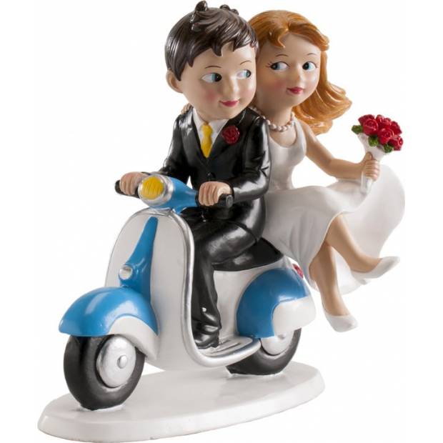Svatební figurka na dort svatba na motorce - Dekora