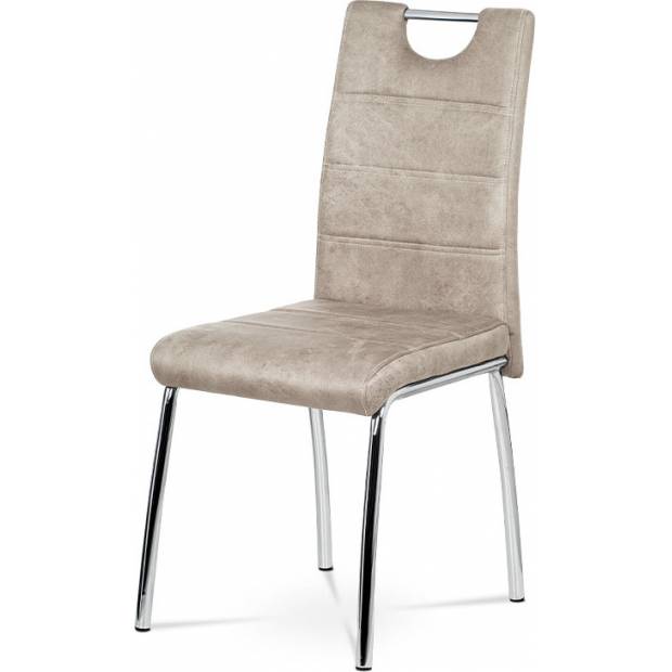 Jídelní židle - lanýžová látka v dekoru broušené kůže, kovová čtyřnohá podnož AC-9930 LAN3 Art