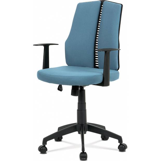 Kancelářská židle, látka modrá, houpací mechanismus, kříž plast černý, plastová kolečka KA-E826 BLUE Art