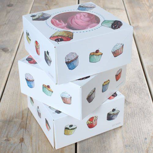 Papírová krabička na 4 cupcaky 3ks krabic - FunCakes