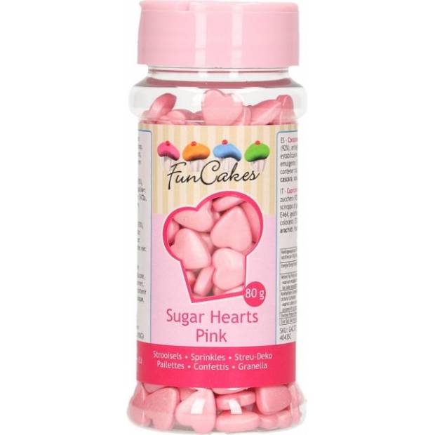 Cukrové sypání růžová srdíčka 80g - FunCakes