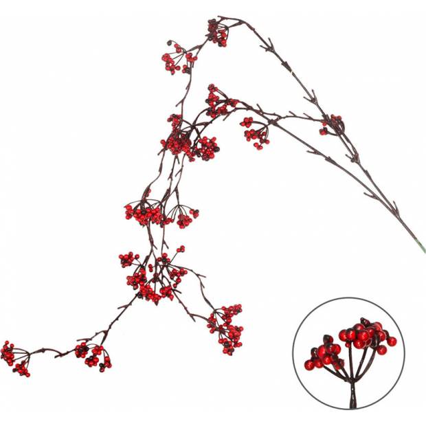Větvička jeřabin, umělá dekorace, barva červená VK-1301 Art