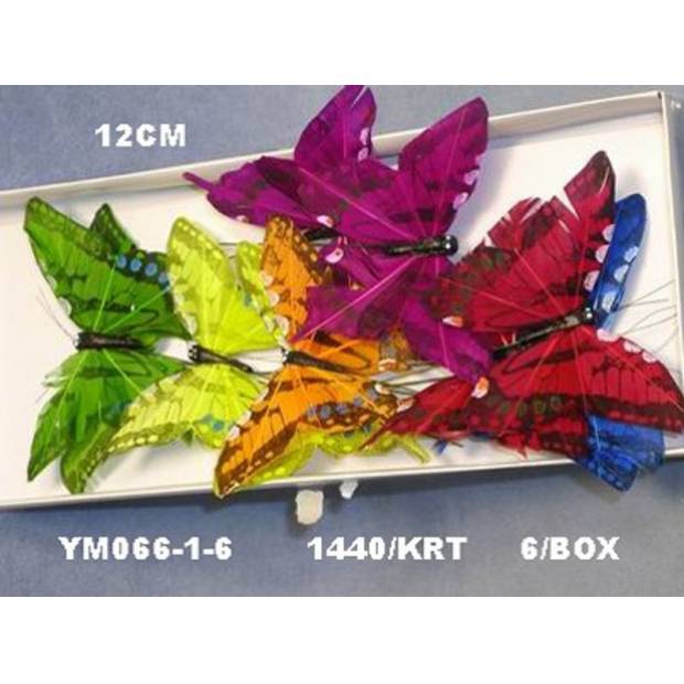 Dekorační motýl 12cm. Cena za 1 box /6ks. YM066-1-6 Art