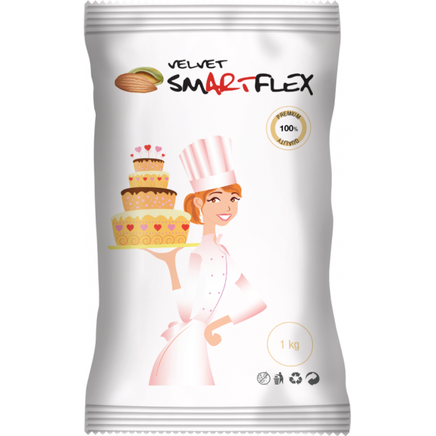 Smartflex Velvet Mandle 1 kg v sáčku (Potahovací a modelovací hmota na dorty) 0244 dortis