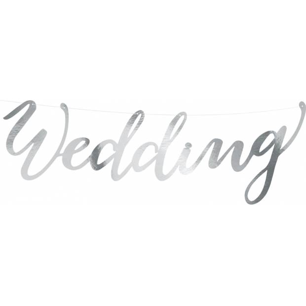 PartyDeco svatební girlanda stříbrná Wedding GRL38-018 dortis