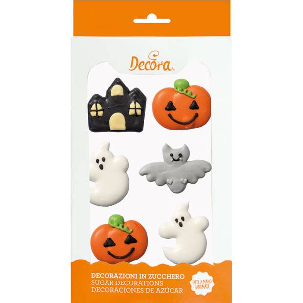 Cukrová dekorace Halloween dýně duch a strašidelný kostel 6ks - Decora
