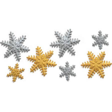 Cukrová dekorace sněhové vločky stříbrné a zlaté 9ks - Decora