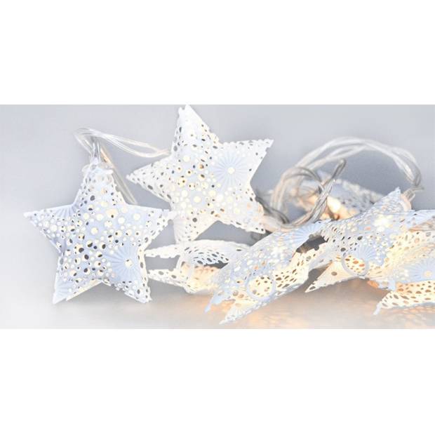LED řetěz vánoční hvězdy, kovové, bílé, 10LED, 1m, 2x AA, IP20 1V224 Solight
