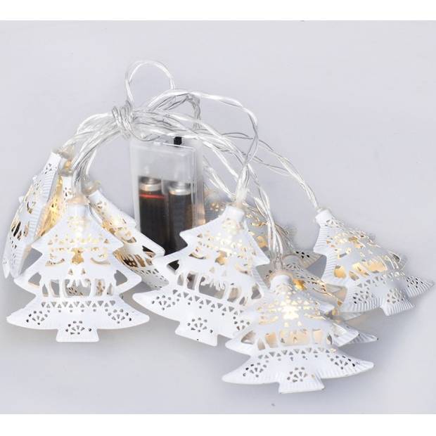 LED řetěz vánoční stromky, kovové, bílé, 10LED, 1m, 2x AA, IP20 1V225 Solight