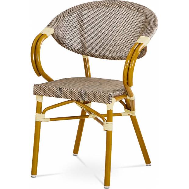 Zahradní židle, cappuccino plastový výplet, kov, zlatohnědý lak AZC-100 CAP Art