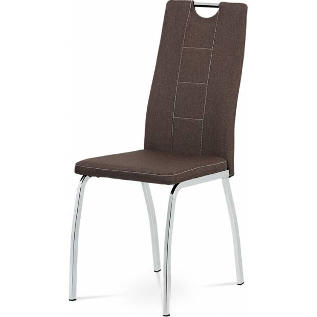 Jídelní židle, hnědá látka, kov chrom DCL-466 BR2 Art