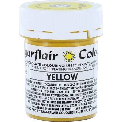 Barva do čokolády na bázi kakaového másla Sugarflair Yellow (35 g) C303 dortis