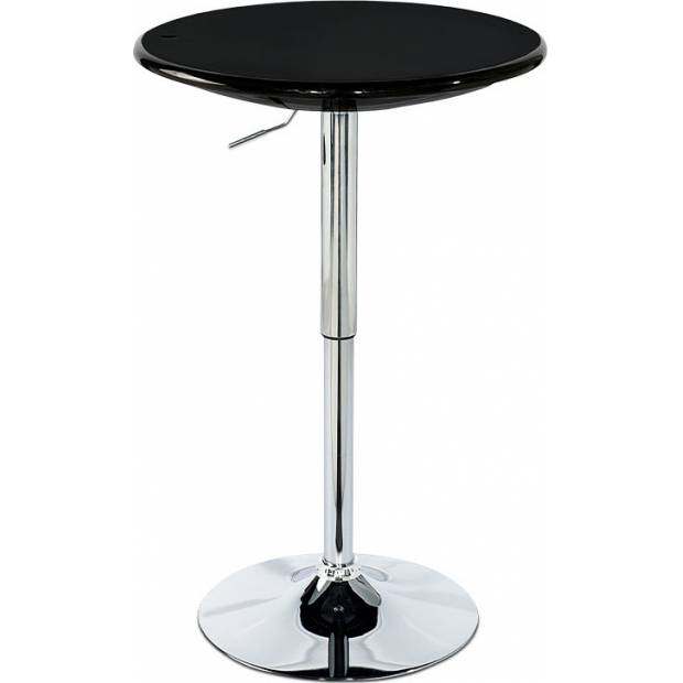 Barový stůl, černý plast, chromová výškově nastavitelná podnož AUB-4010 BK Art