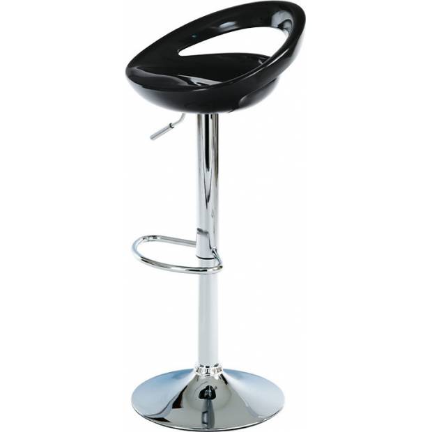 Barová židle, černý plast, chromová podnož, výškově nastavitelná AUB-404 BK Art