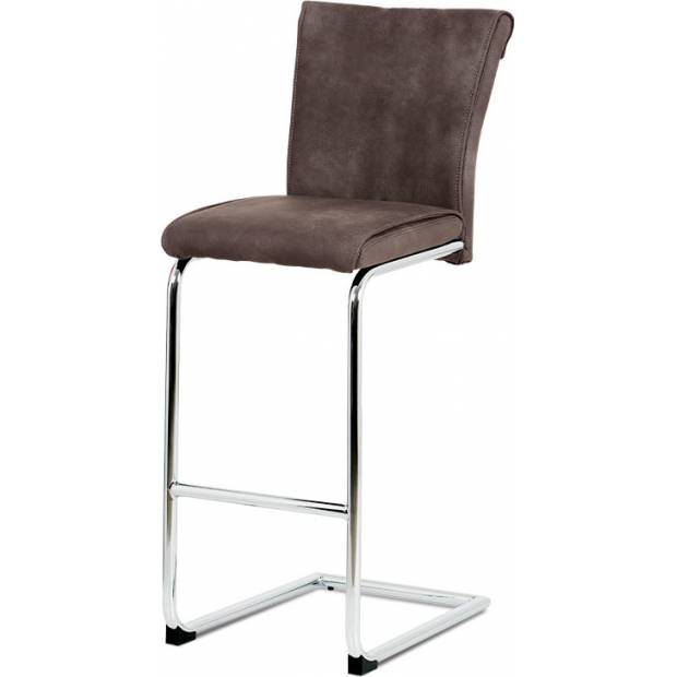 Barová židle, hnědá ekokůže v dekoru vintage kůže, chromovaná pohupová podnož BAC-192 BR Art
