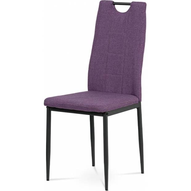 Jídelní židle, potah fialová látka, kovová čtyřnohá podnož, antracitový matný lak DCL-391 LILA2 Art