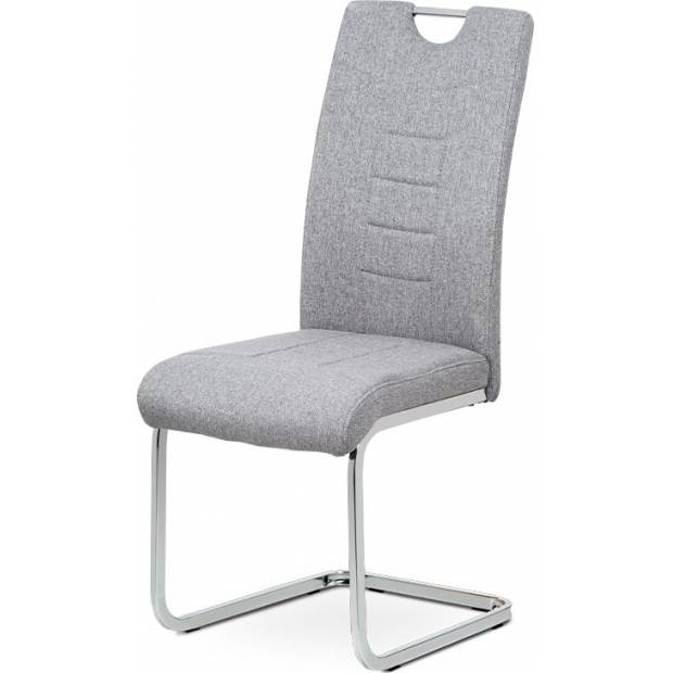 Jídelní židle, stříbrná látka, kovová pohupová chromovaná podnož DCL-404 SIL2 Art