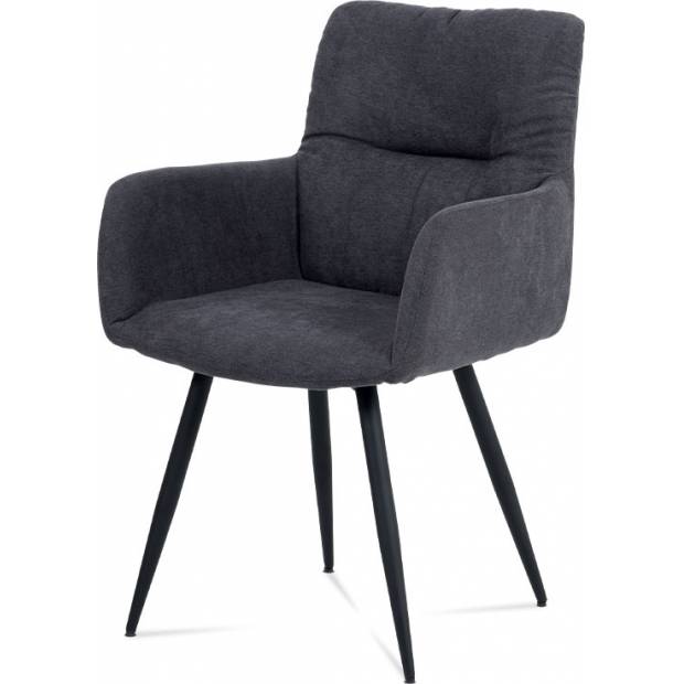 Jídelní židle - šedá látka, kovová podnož, černý matný lak HC-225 GREY2 Art