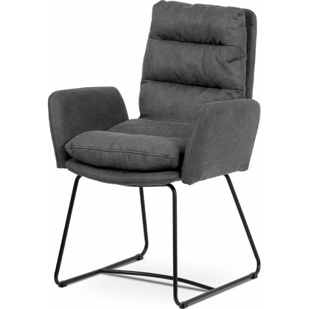 Jídelní židle, šedá látka, kov černý matný, pevné područky HC-461 GREY2 Art