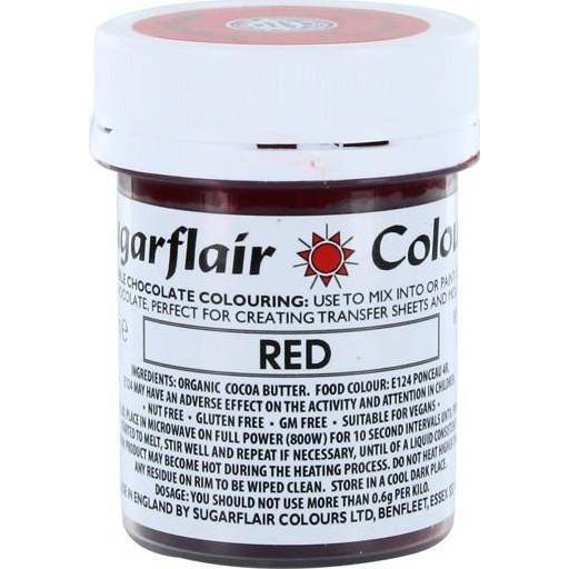 Barva do čokolády na bázi kakaového másla Sugarflair Red (35 g) C302 dortis