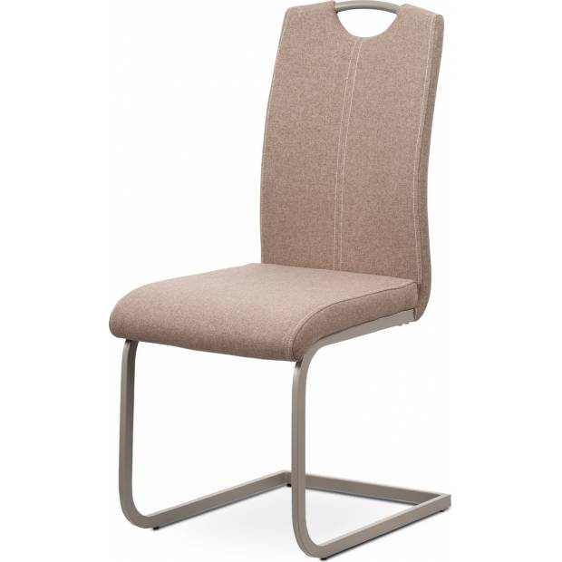 Jídelní židle - krémová látka, kovová podnož, lanýžový matný lak DCL-612 CRM2 Art