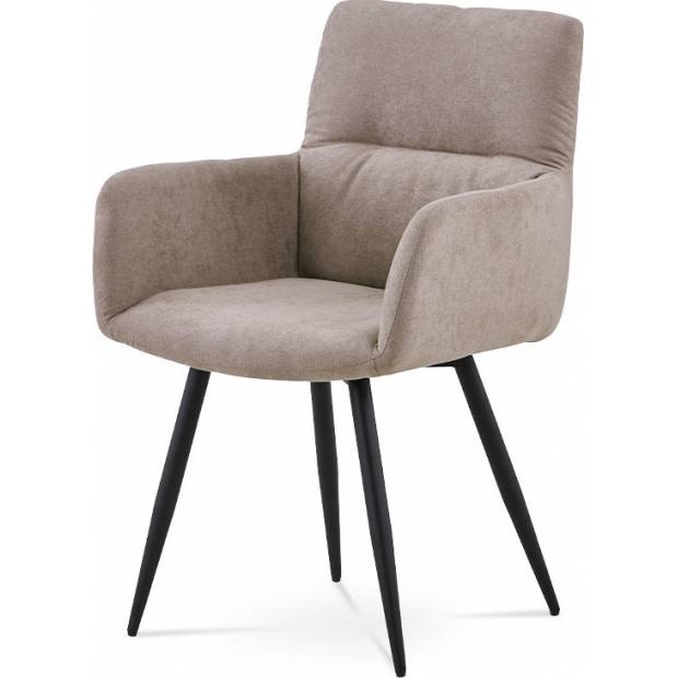 Jídelní židle - latté látka, kovová podnož, černý matný lak HC-225 LAT2 Art