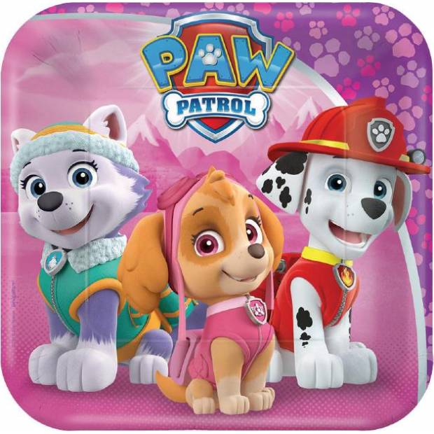 Papírový talíř 8ks Paw Patrol čtvercové 18x18cm - Amscan