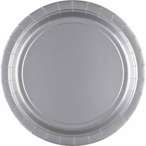 Papírový talíř 8ks stříbrný 22,8cm - Amscan