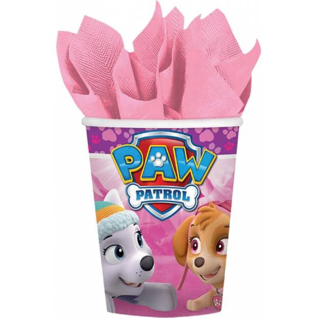 Kelímky papírové 8ks Paw Patrol růžové 250ml - Amscan