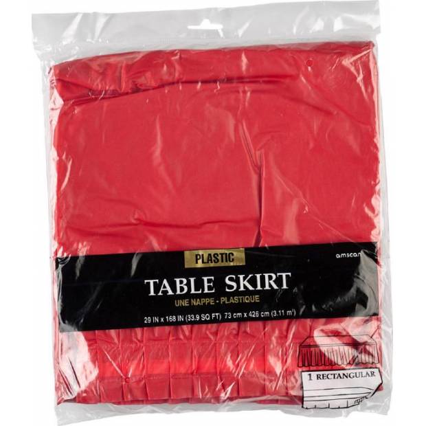 Rautová sukně plastová na stůl červená 426 x73cm - Amscan