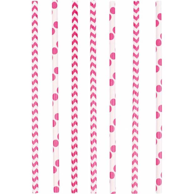 Brčka papírové 24ks růžová 19,7cm - Amscan