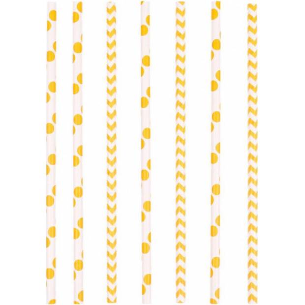 Brčka papírové 24ks žlutá 19,7cm - Amscan