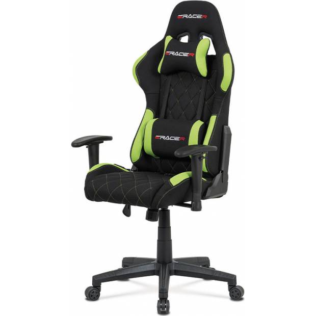 Kancelářská židle, zelená látka, houpací mech, kříž plast KA-V606 GRN Art