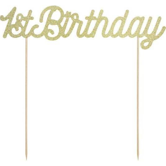 PartyDeco zapichovací dekorace na dort zlatá 1st Birthday KPT34-019B dortis